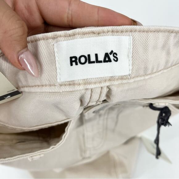 ROLLAS High Rise Mini Skirt Tan Slim Fit Button Zip Closure 5 Pocket Size 26 NEW - Picture 3 of 6